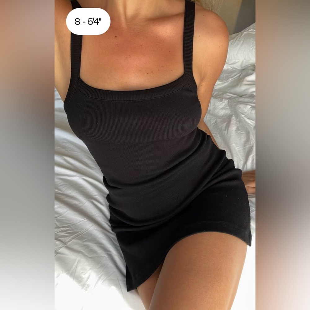 Djerf Avenue Women's Daily Tank Dress Ribbed Black Basic Sleeved M